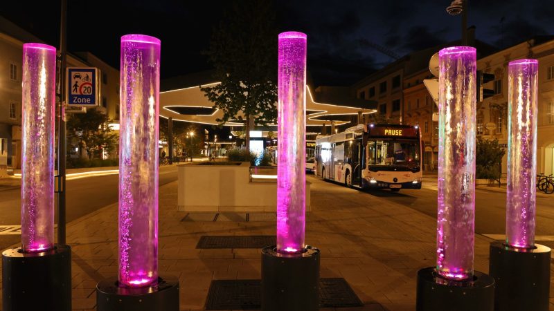Wasserfontänen am Kaiser-Josef-Platz